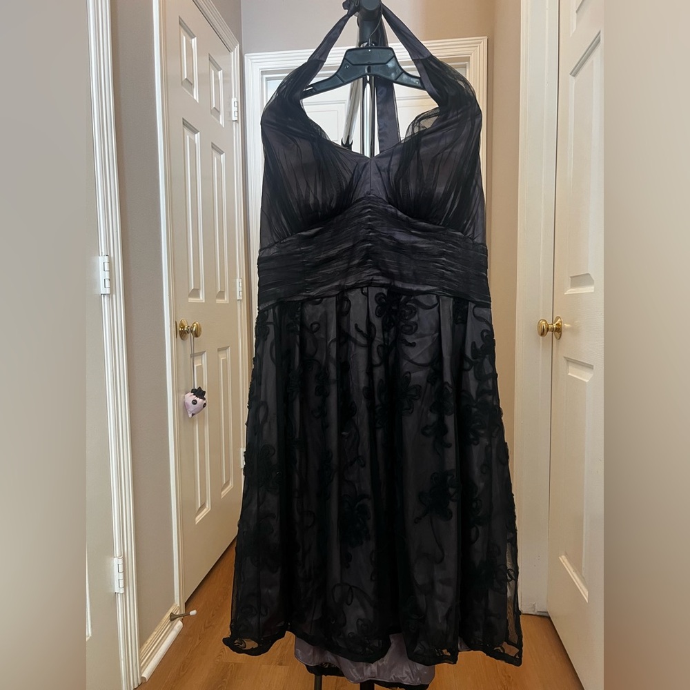 Adrianna Papell Black One-Shoulder Evening  (Prom, Graduation, Wedding Guest)